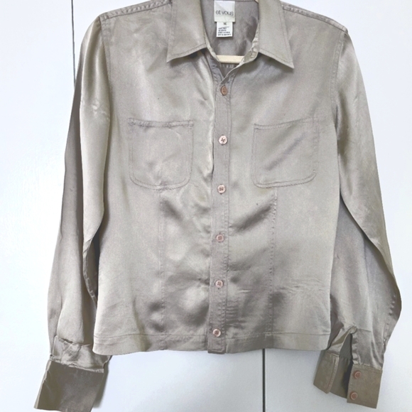 Et Vous Taupe Pure Silk Button Up Blouse size M - Picture 11 of 11